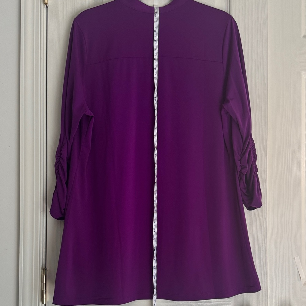 Susan Graver Liquid Knit 3/4 Sleeve Cardigan - Deep Purple - L - Picture 5 of 5